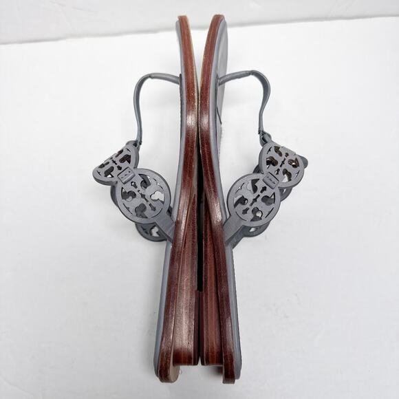 Tory Burch Blue Tiny Miller Square Toe Sandals 7 - Picture 7 of 8